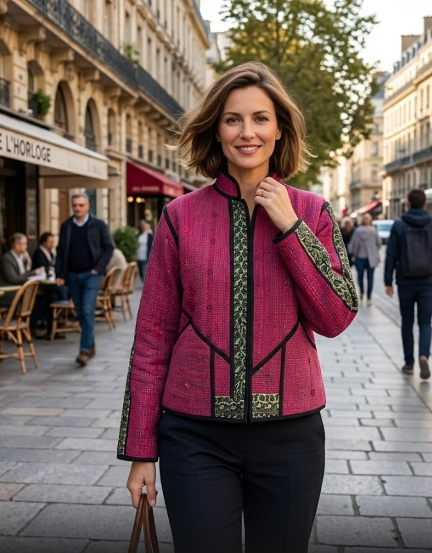 Veste Kantha réversible — Pièce unique n°032