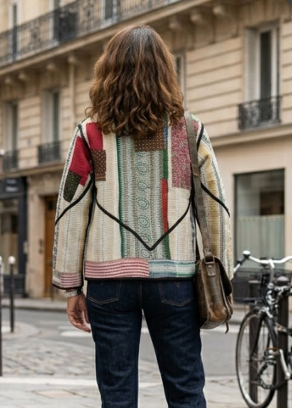 Veste Kantha réversible — Pièce unique n°033