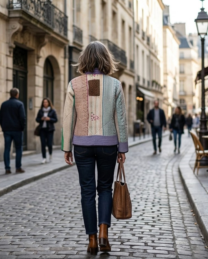 Veste Kantha réversible — Pièce unique n°033