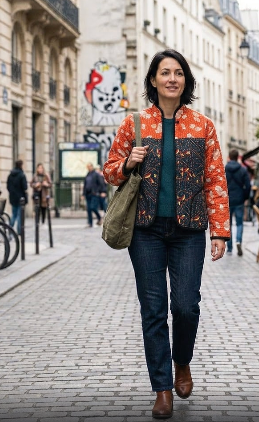 Veste Kantha réversible — Pièce unique n°034