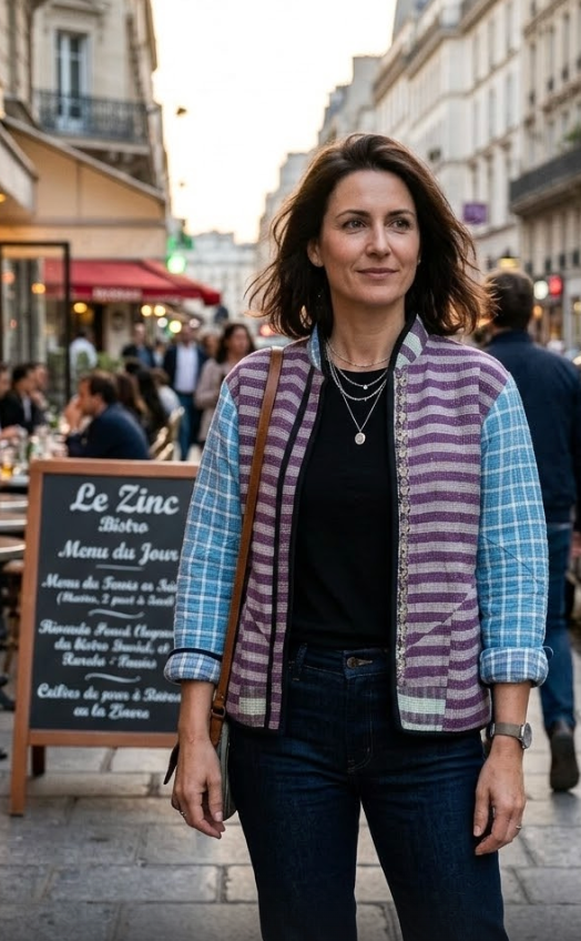 Veste Kantha réversible — Pièce unique n°036