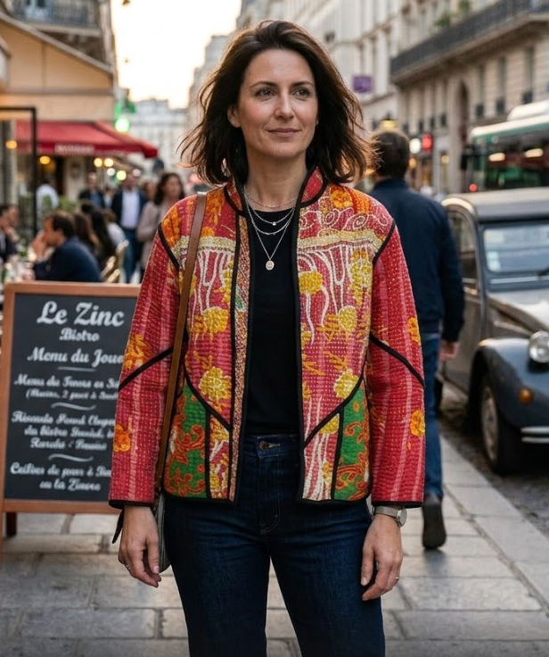 Veste Kantha réversible — Pièce unique n°037