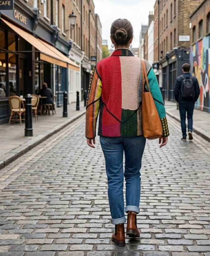 Veste Kantha réversible — Pièce unique n°039