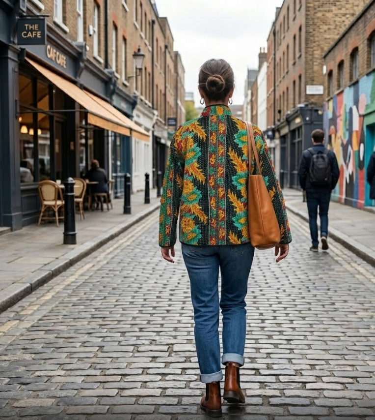 Veste Kantha réversible — Pièce unique n°039