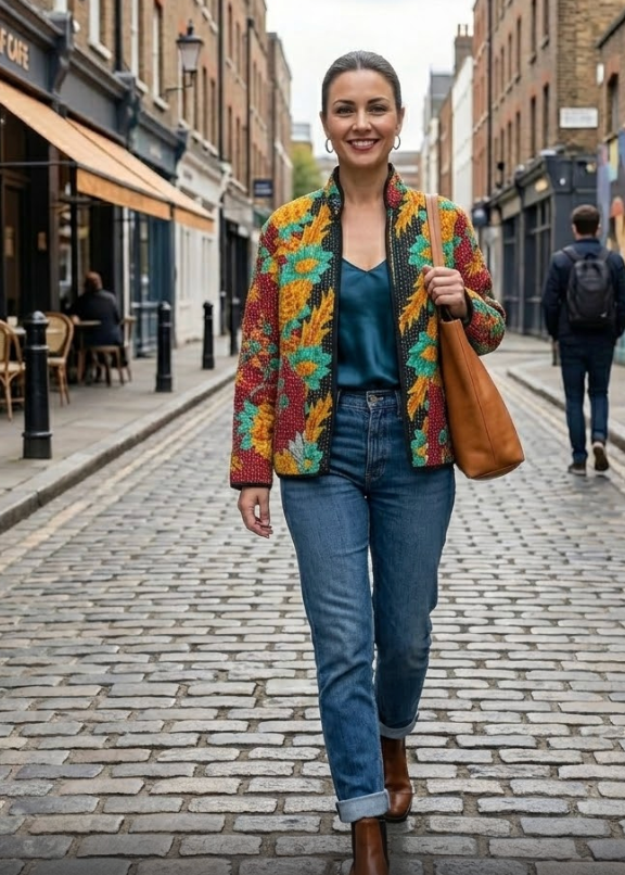 Veste Kantha réversible — Pièce unique n°039