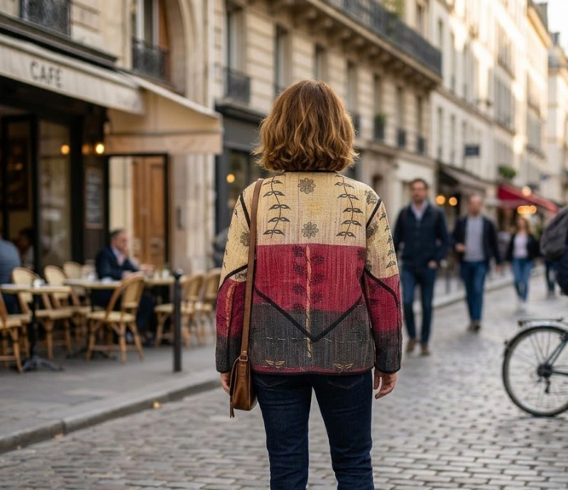 Veste Kantha réversible — Pièce unique n°040
