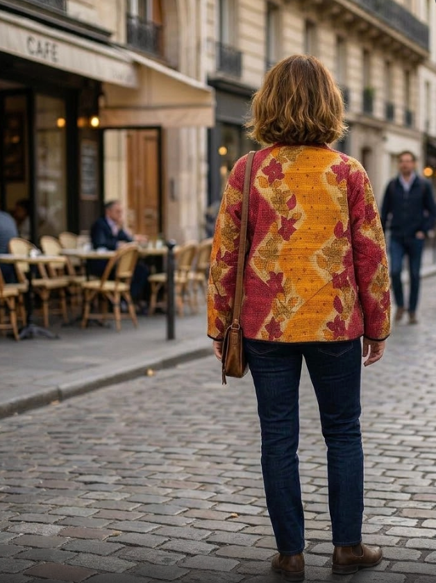 Veste Kantha réversible — Pièce unique n°040