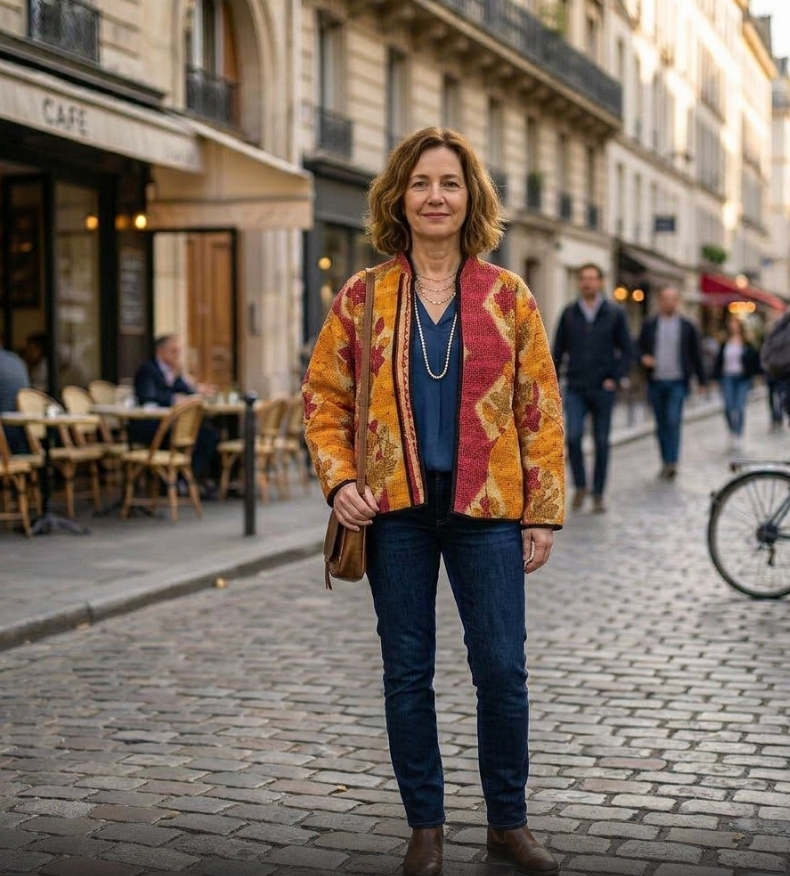 Veste Kantha réversible — Pièce unique n°040