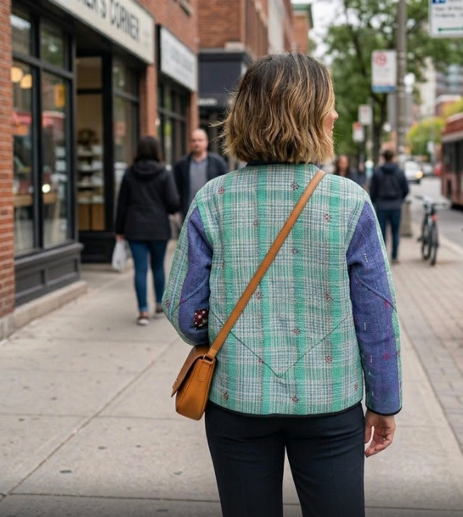 Veste Kantha réversible — Pièce unique n°041