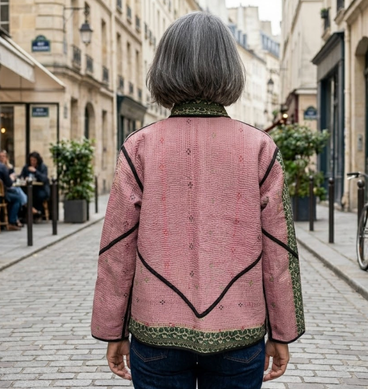 Veste Kantha réversible — Pièce unique n°042