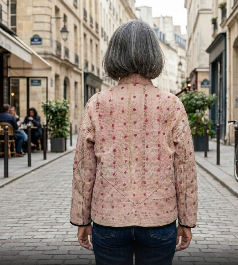 Veste Kantha réversible — Pièce unique n°042