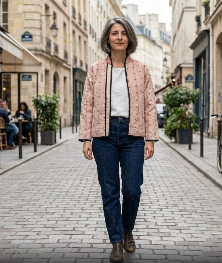 Veste Kantha réversible — Pièce unique n°042