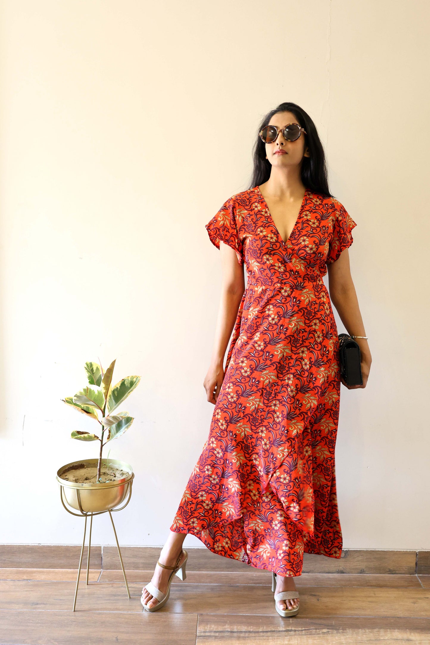 Robe Longue Portefeuille Luna Corail