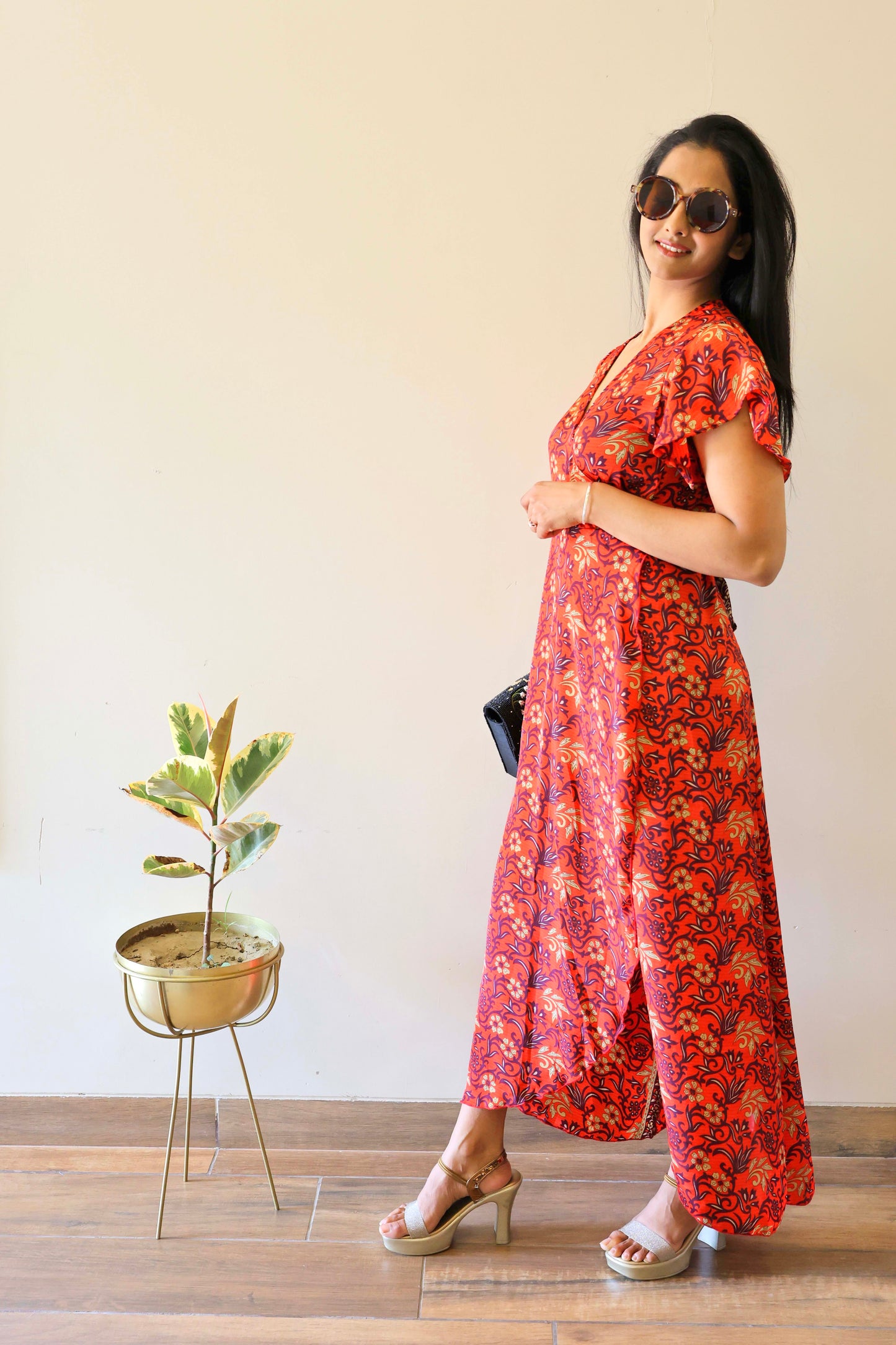 Robe Longue Portefeuille Luna Corail