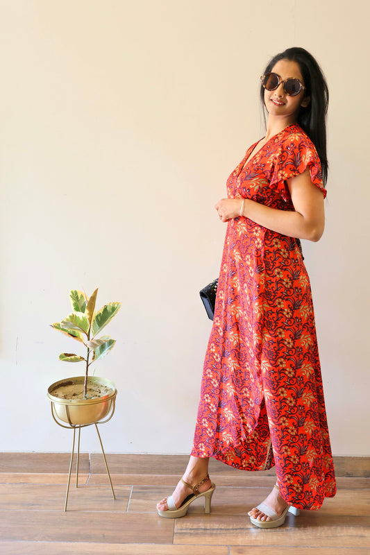 Robe Longue Portefeuille Luna Corail