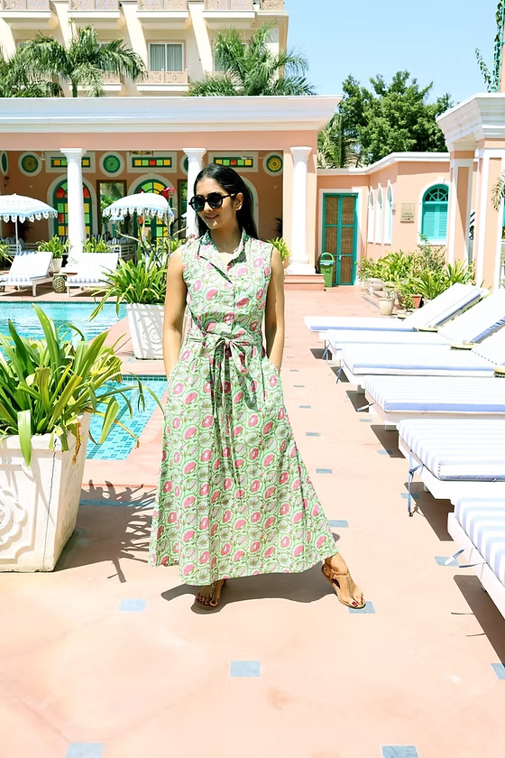 Robe longue Acacia – coton – imprimé artisanal