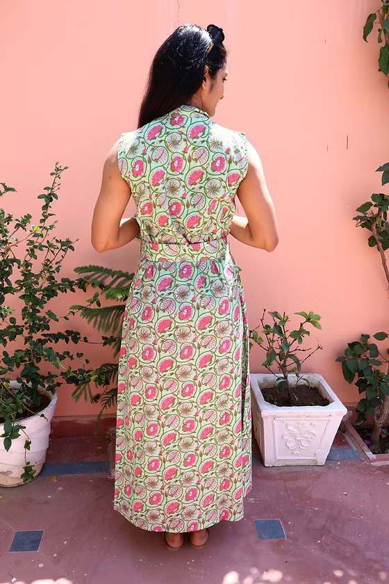 Robe longue Acacia – coton – imprimé artisanal