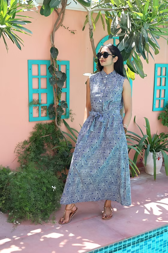 Robe longue Acacia – coton – imprimé artisanal