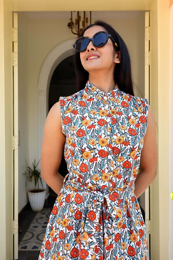 Robe longue Acacia – coton – imprimé artisanal