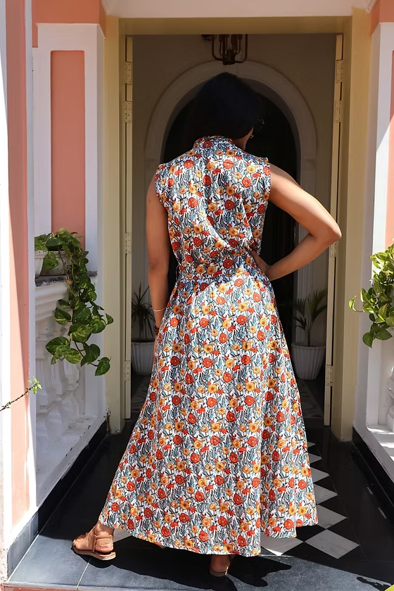 Robe longue Acacia – coton – imprimé artisanal