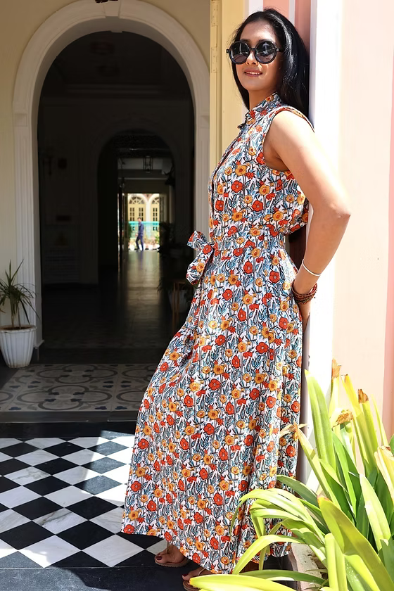 Robe longue Acacia – coton – imprimé artisanal