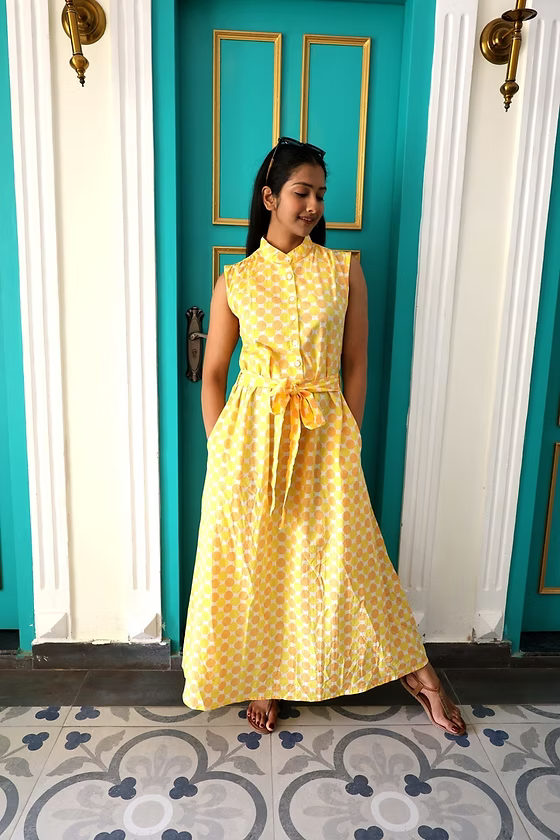 Robe longue Acacia – coton – imprimé artisanal
