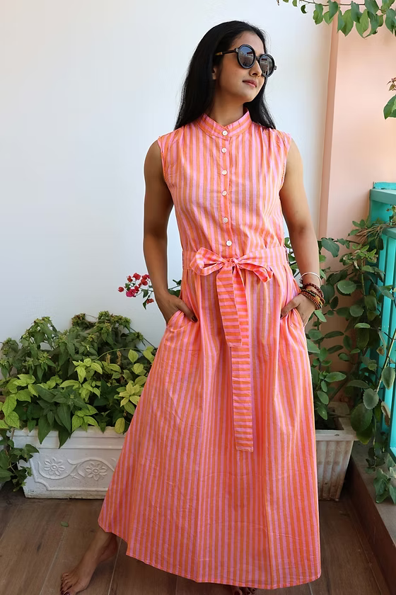 Robe longue Acacia – coton – imprimé artisanal