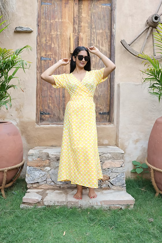 Robe cache-cœur Marjolaine – coton léger – coupe fluide