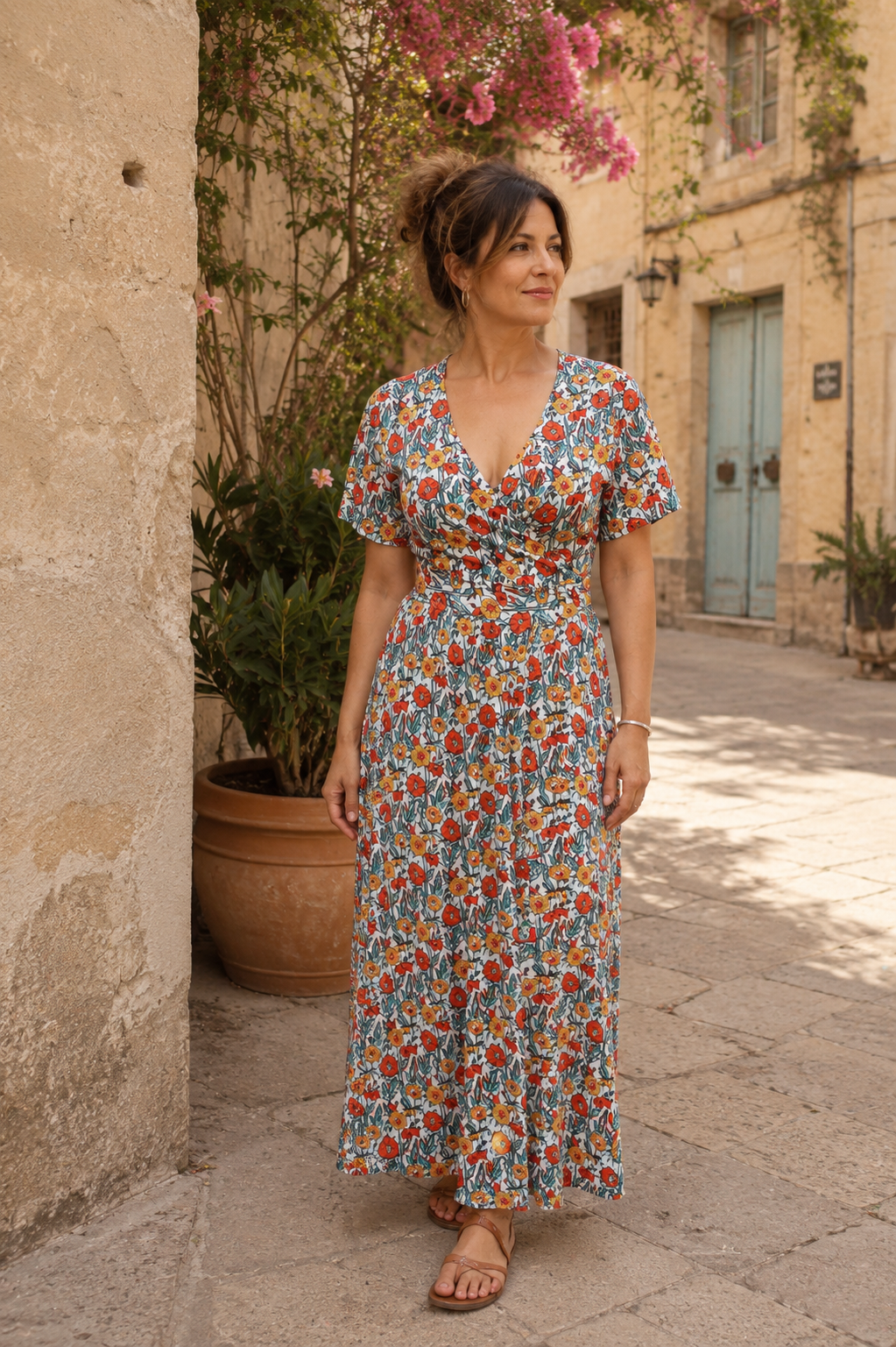 Robe longue Marjolaine fleurs